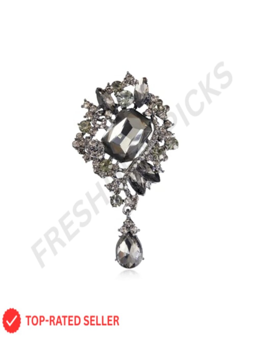 Austrian Crystal Flower Brooch Pin Gold Plated Brass for Sweater Coat Dress